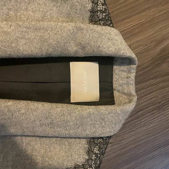 Jason Wu wool knee length jacket with lace and leather detail- worn once. - Picture 2 of 3